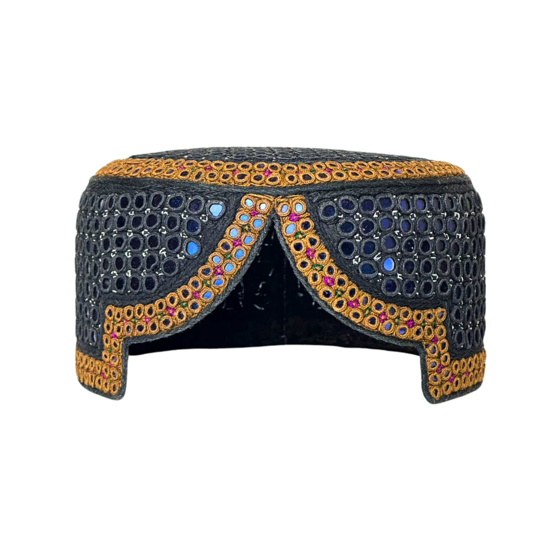 Black Sindhi Topi - Blue Shade - Nasir Bhai