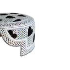 White Sindhi Topi - Heart Design - Blue Shade - Nasir Bhia