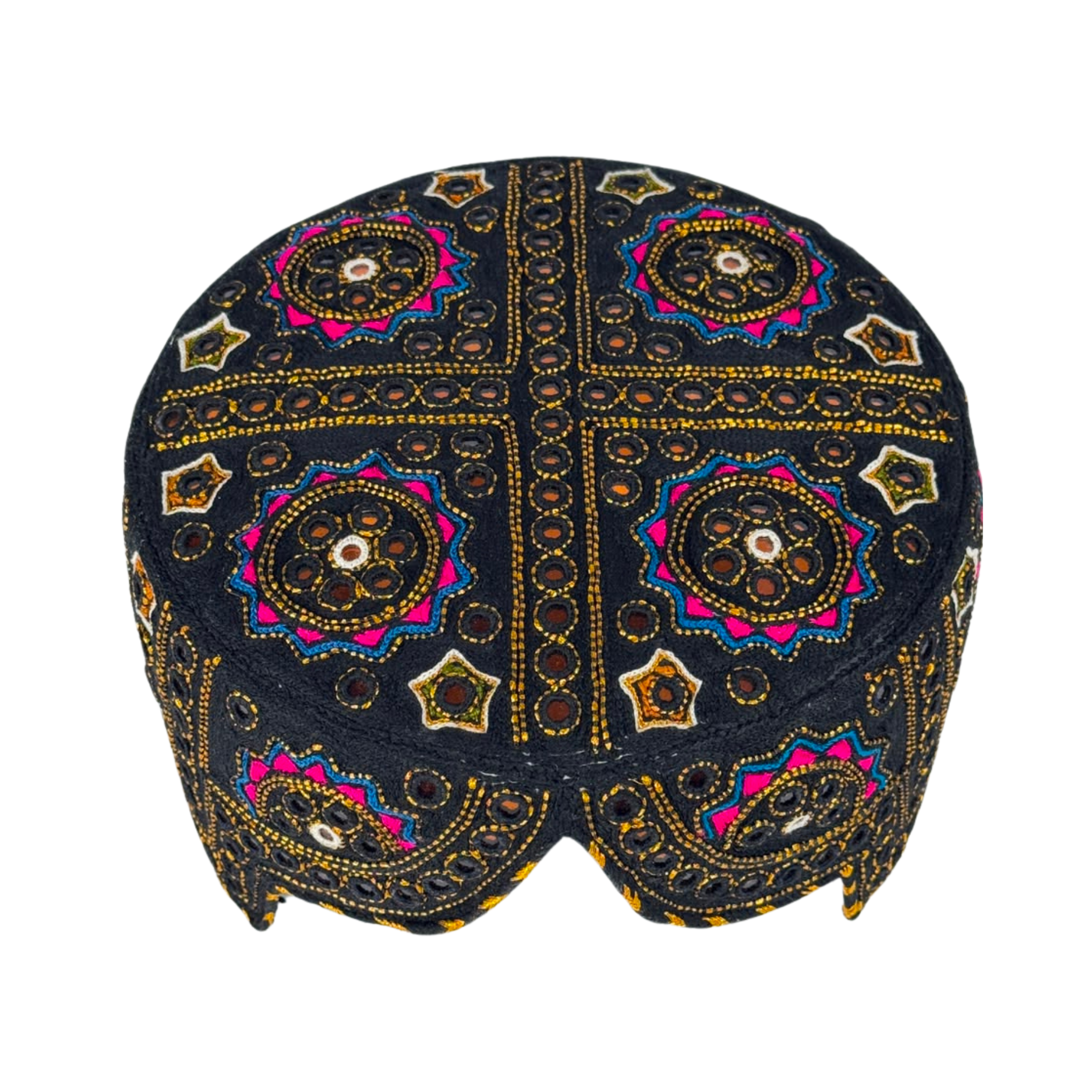 Blue Balochi Topi - Traditional design - Golden Shade - Nasir Bhai