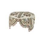 White Balochi Topi - Flower Design - Blue Shade - Nasir Bhai