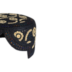Black Sindhi Topi - Flower Design - Golden Shade - Nasir Bhai