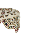 White Balochi Topi - Flower Design - Blue Shade - Nasir Bhai