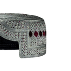 White Sindhi Topi - Pink Stitching - Pink And Red Tikki - Raja Cap