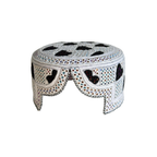 White Sindhi Topi - Heart Design - Blue Shade - Nasir Bhia