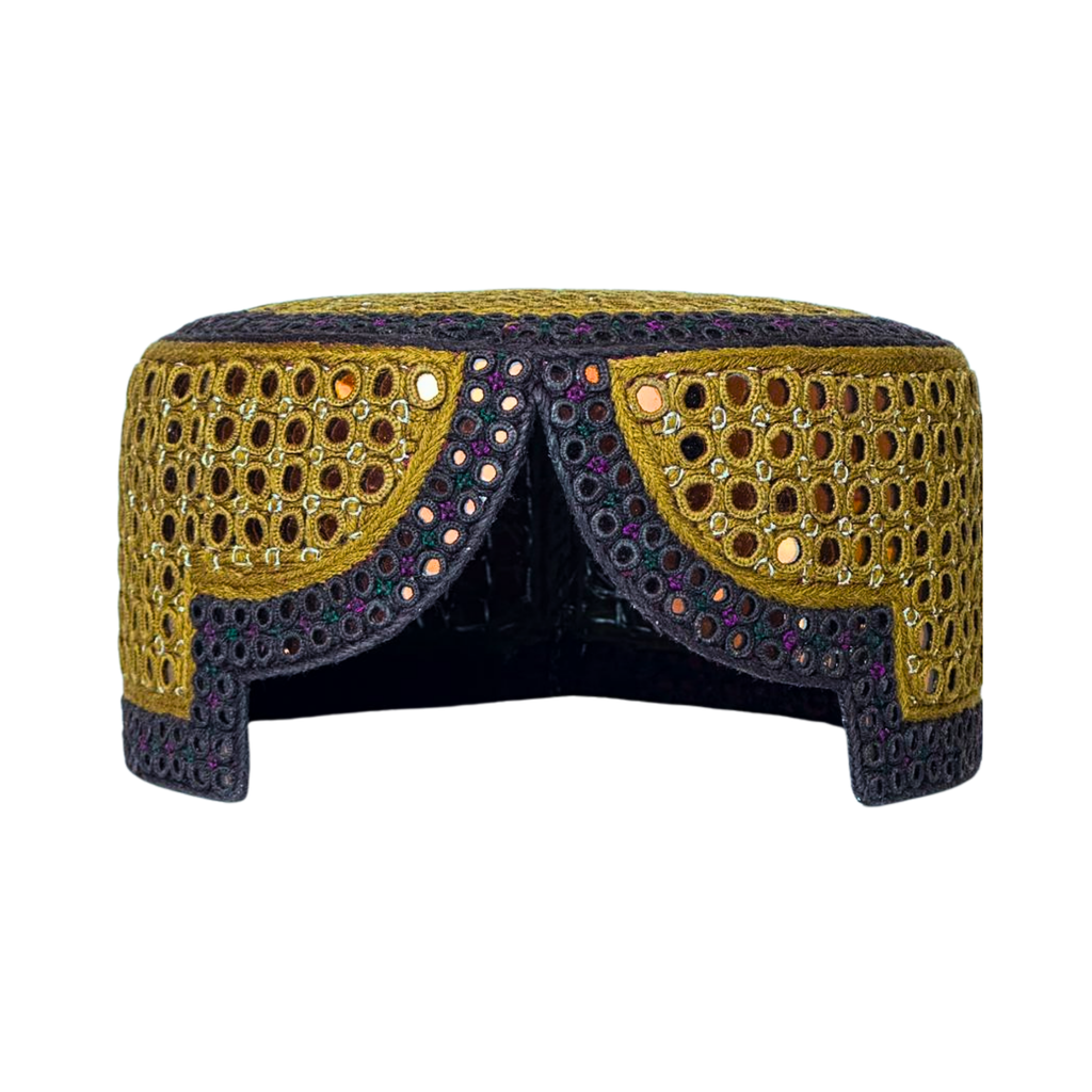 Golden Sindhi Topi - Blue Sahde - Nasir Bhai