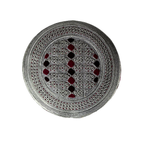 White Sindhi Topi - Pink Stitching - Dark Maroon And Pink Tikki - Raja Cap