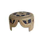 Light Brown Sindhi Topi - Traditional Design - Blue Shade - Nasir Bhai