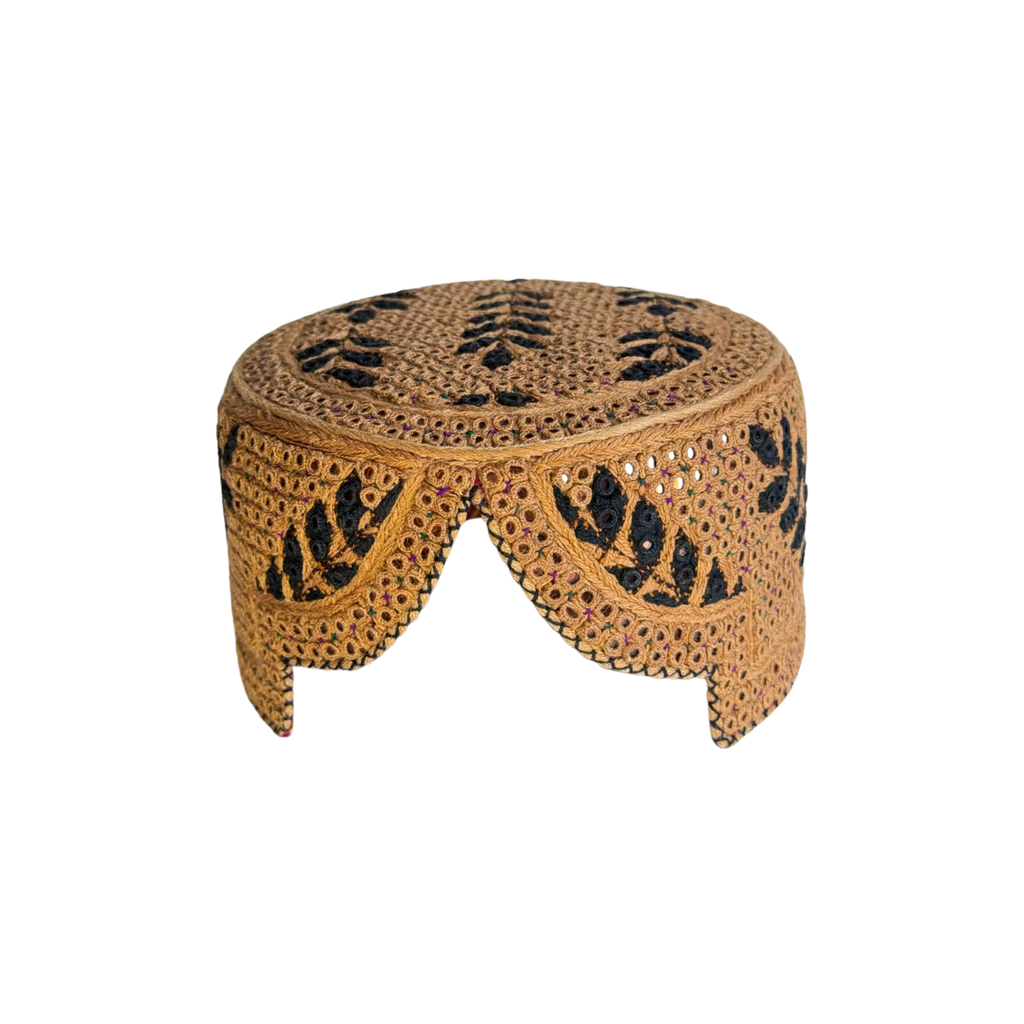 Golden Sindhi Topi - Flower Design - Golden Shade - Nasir Bhai