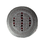 White Sindhi Topi - Pink Stitching - Red And Maroon Tikki - Raja Cap