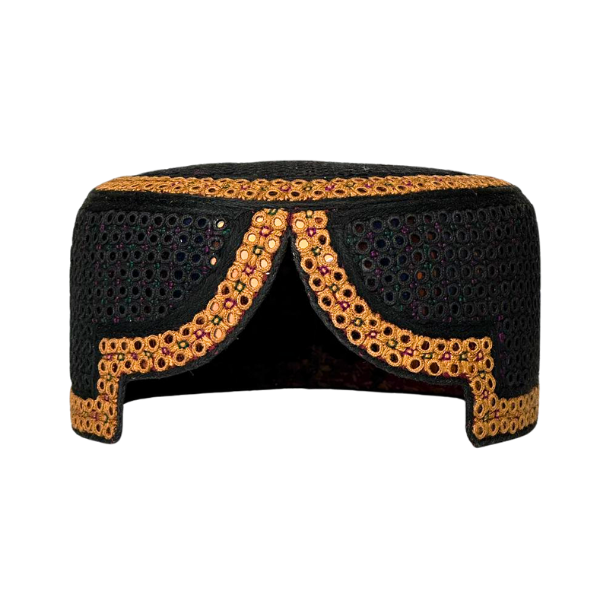Black Sindhi Topi - Blue Shade - Nasir Bhai