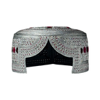 White Sindhi Topi - Pink Stitching - Purple And Pink Tikki - Raja Cap