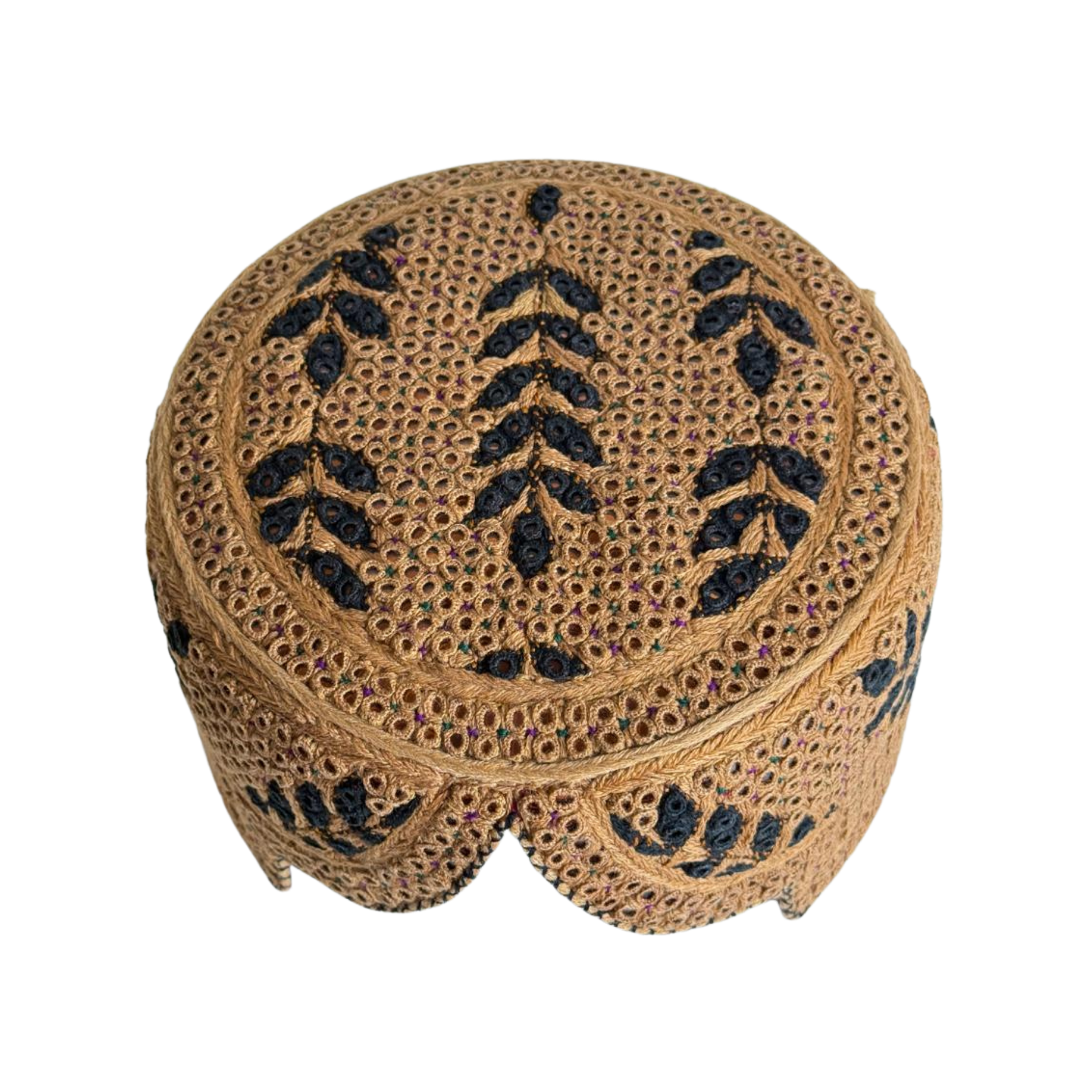 Golden Sindhi Topi - Flower Design - Golden Shade - Nasir Bhai