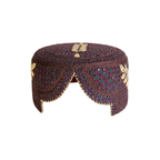 Maroon Sindhi Topi - Flower Design - Blue Shade - Nasir Bhai