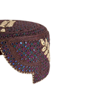 Maroon Sindhi Topi - Flower Design - Blue Shade - Nasir Bhai