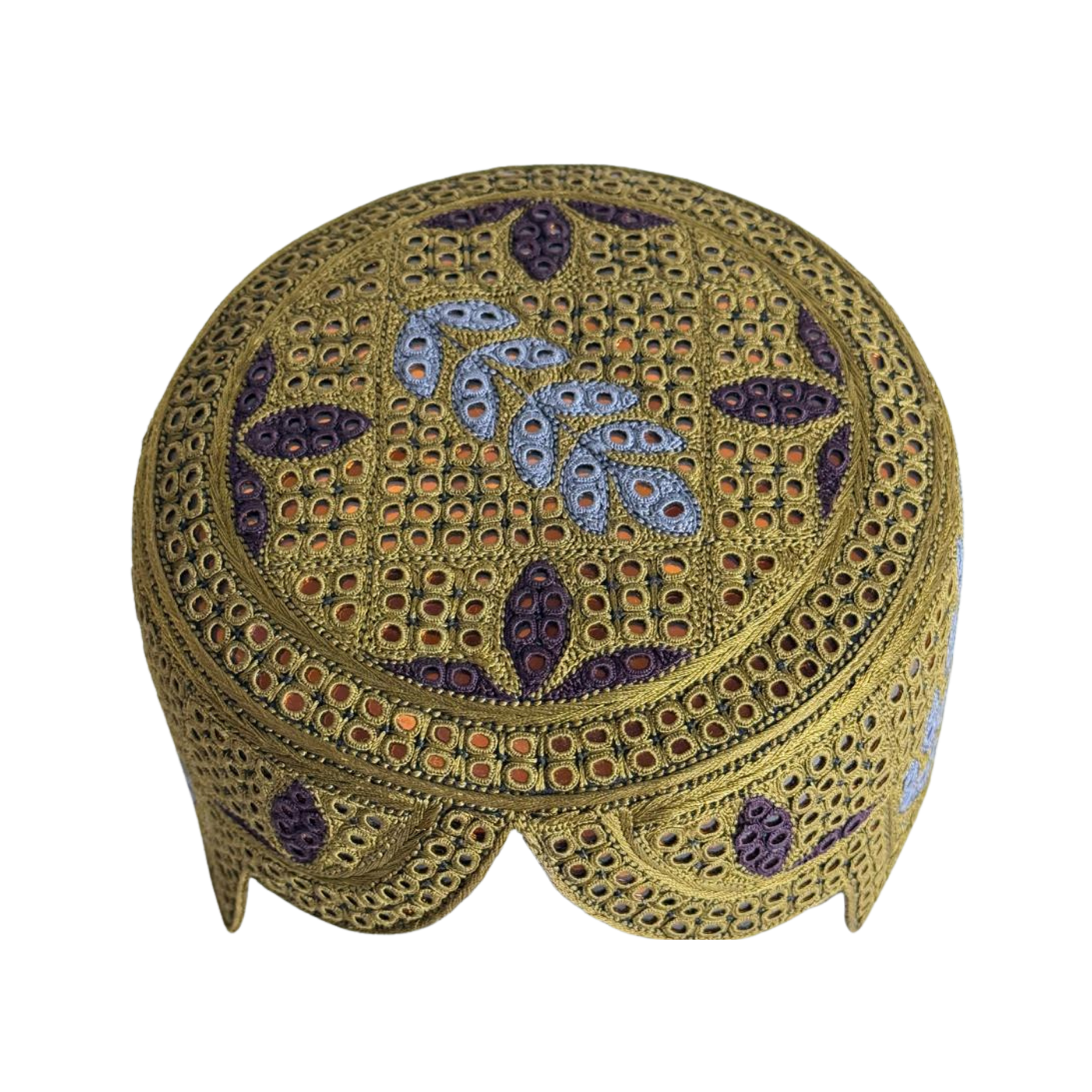Golden Sindhi Topi - Flower Design - Golden Shade - Nasir Bhai