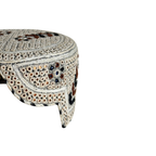 White Sindhi Topi - Flower Design - Blue Shade - Nasir Bhai