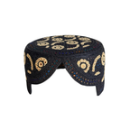 Black Sindhi Topi - Flower Design - Golden Shade - Nasir Bhai