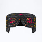 Black Sindhi Topi - Flower Design - Golden Shade - Nasir Bhai