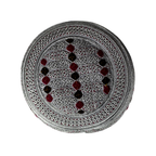 White Sindhi Topi - Maroon Stitching - Purple And Maroon Tikki - Raja Cap