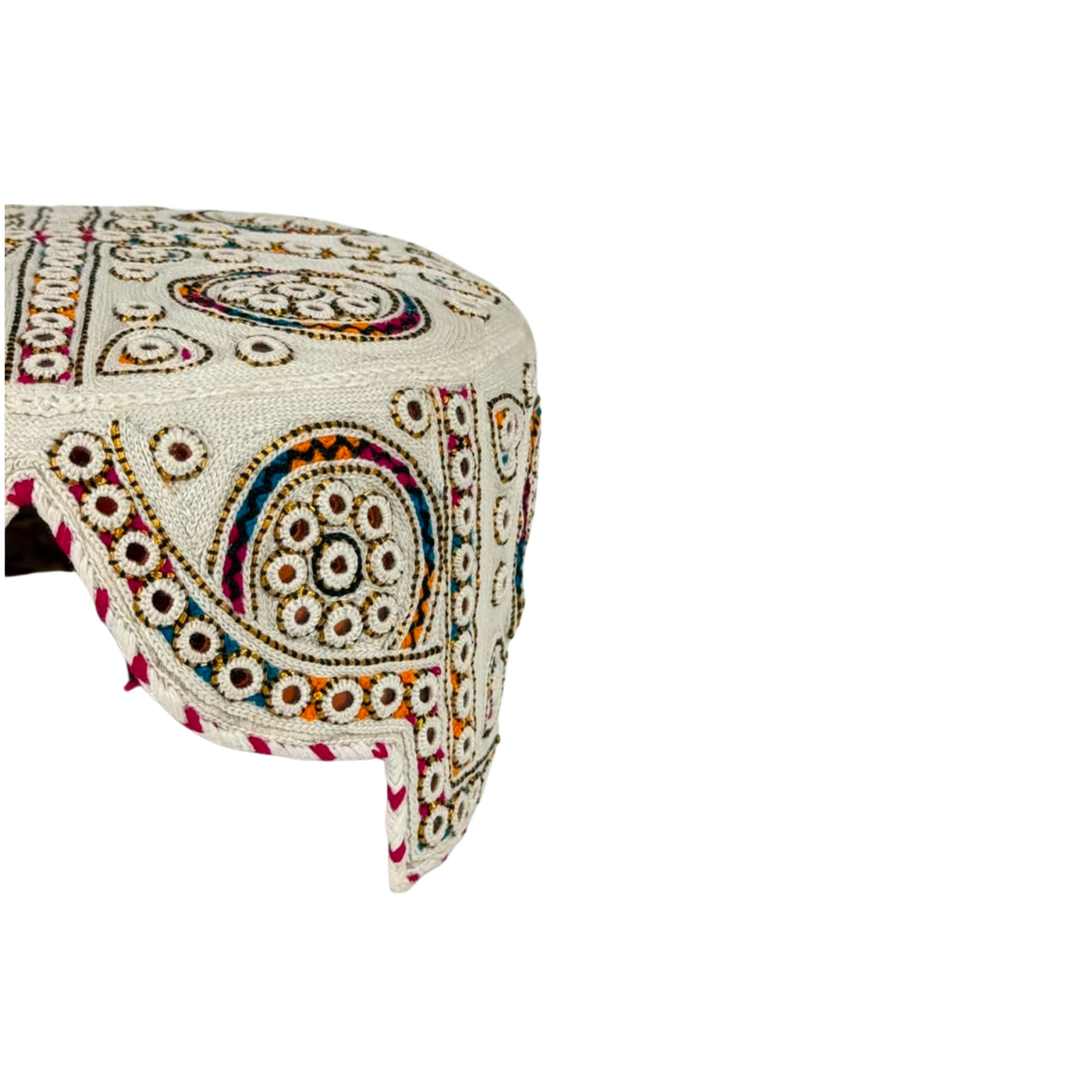 White Balochi Topi - Traditional design - Golden Shade - Nasir Bhai