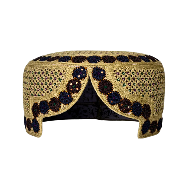 Light Brown Sindhi Topi  - Traditional design - Maroon Shade - Nasir Bhai