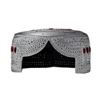 White Sindhi Topi - Pink Stitching - Red And Maroon Tikki - Raja Cap