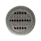 White Sindhi Topi - Pink Stitching - Purple And Maroon Tikki - Raja Cap