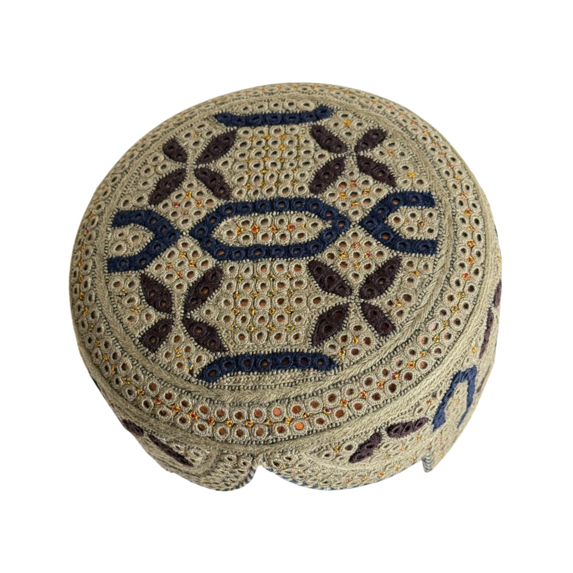 Light Brown Sindhi Topi - Traditional Design - Golden Shade - Nasir Bhai