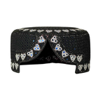 Black Sindhi Topi - Heart Design - Blue Shade - Nasir Bhia