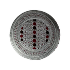 White Sindhi Topi - Maroon Stitching - Purple And Maroon Tikki - Raja Cap
