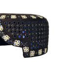 Brown Sindhi Topi - Flower Design - Blue Shade - Nasir Bhai