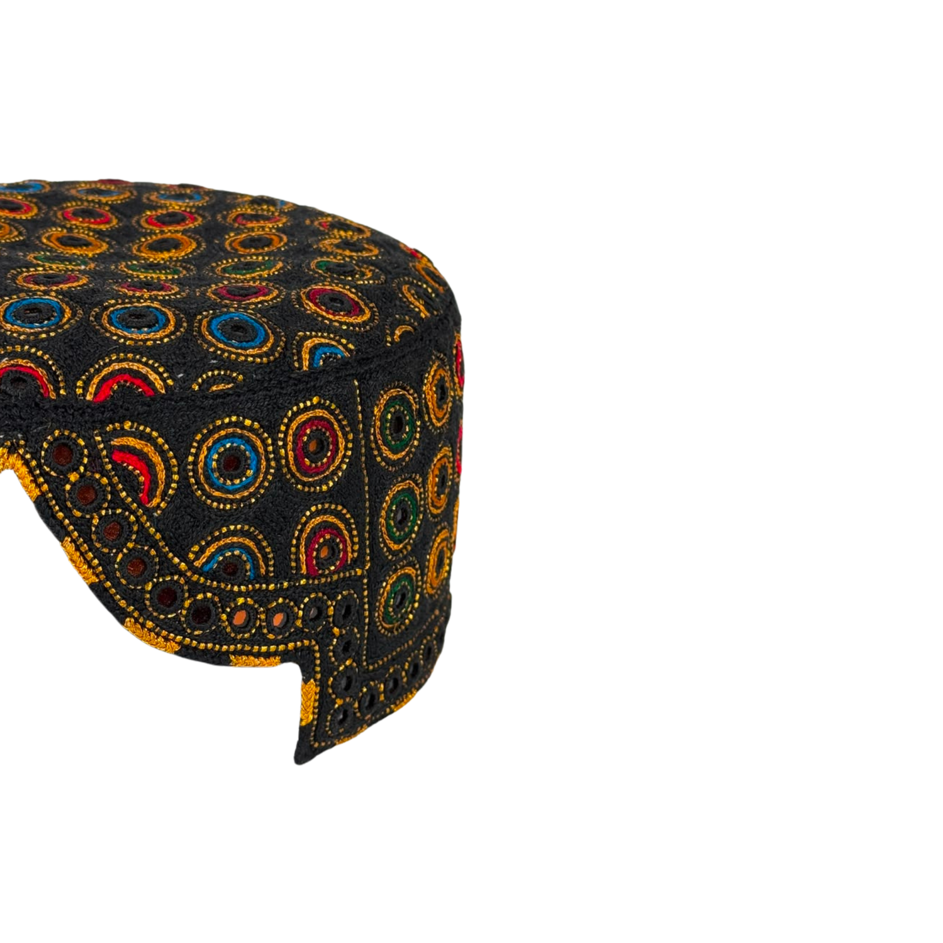 Black Balochi Topi - Traditional design - Golden Shade - Nasir Bhai