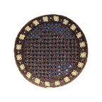 Brown Sindhi Topi - Flower Design - Blue Shade - Nasir Bhai