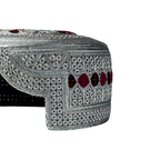 White Sindhi Topi - Pink Stitching - Purple And Pink -  Raja Cap
