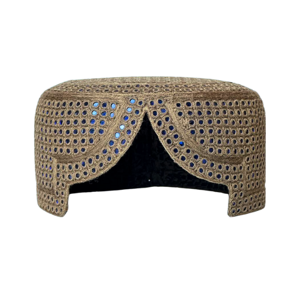 Light Brown SIndhi Topi - Blue Shade -Nasir Bhai