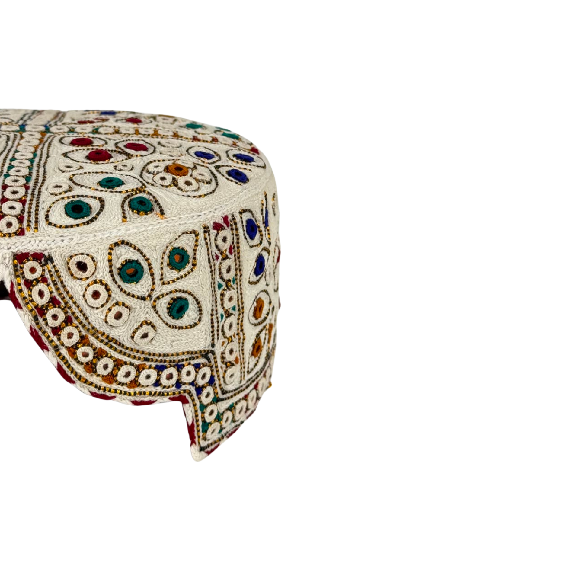 White Balochi Topi  - Traditional design - Golden Shade - Nasir Bhai