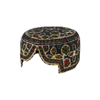 Black Balochi Topi - Flower Design - Golden Shade - Nasir Bhai
