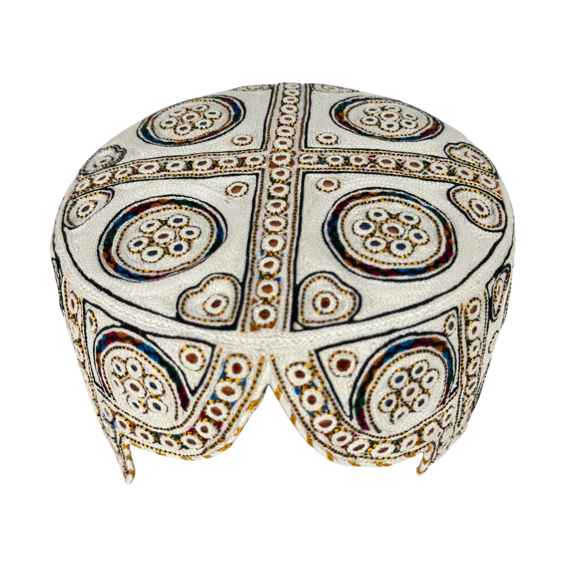 White Balochi Topi - Traditional design - Golden Shade - Nasir Bhai