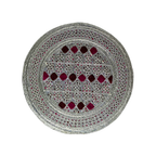 White Sindhi Topi - Pink Stitching - Maroon And Dary Maroon Tikki - Raja Cap