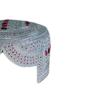 White Sindhi Topi - Pink Stitching - Brown and Pink Tikki - Raja Cap