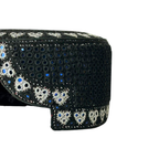 Black Sindhi Topi - Heart Design - Blue Shade - Nasir Bhia