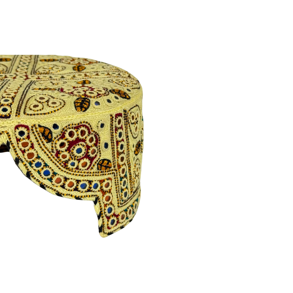 Light Brown Balochi Topi - Traditional design - Blue Shade - Nasir Bhai