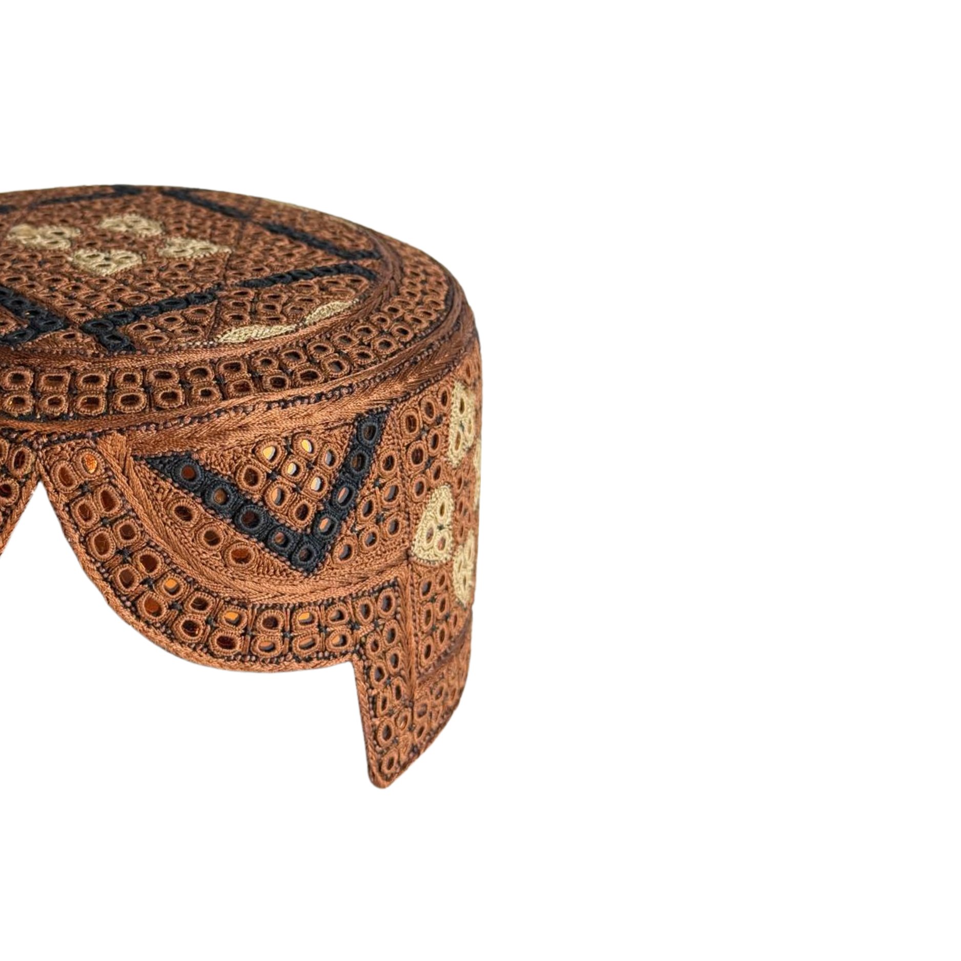 Brown Sindhi Topi - Traditional Design - Nasir Bhai