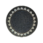 Black Sindhi Topi - Heart Design - Blue Shade - Nasir Bhia