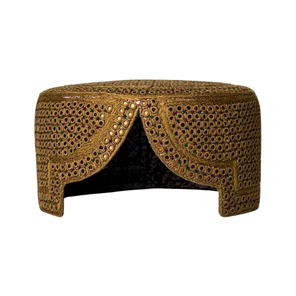 Brown Sindhi Topi - White Shade - Nasir Bhai