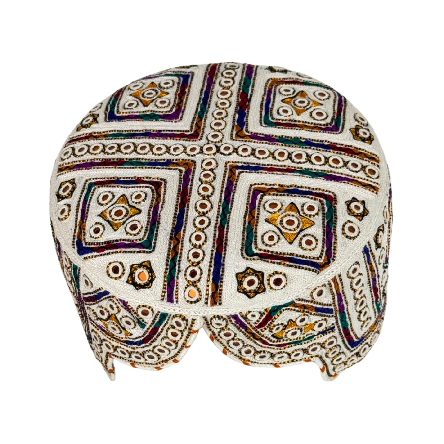 White Balochi Topi - Traditional design - Golden Shade - Nasir Bhai