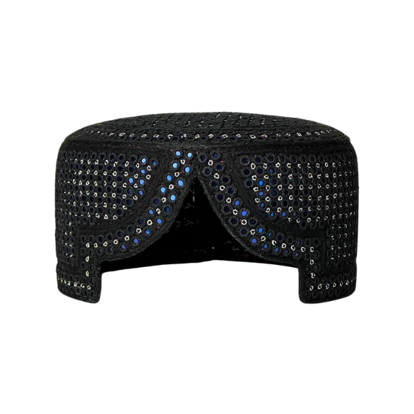 Black Sindhi Topi - Blue Shade - Nasir Bhai