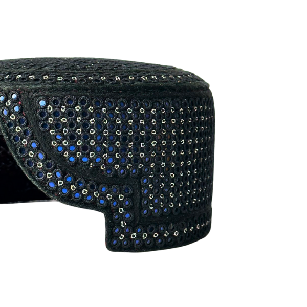 Black Sindhi Topi - Blue Shade - Nasir Bhai