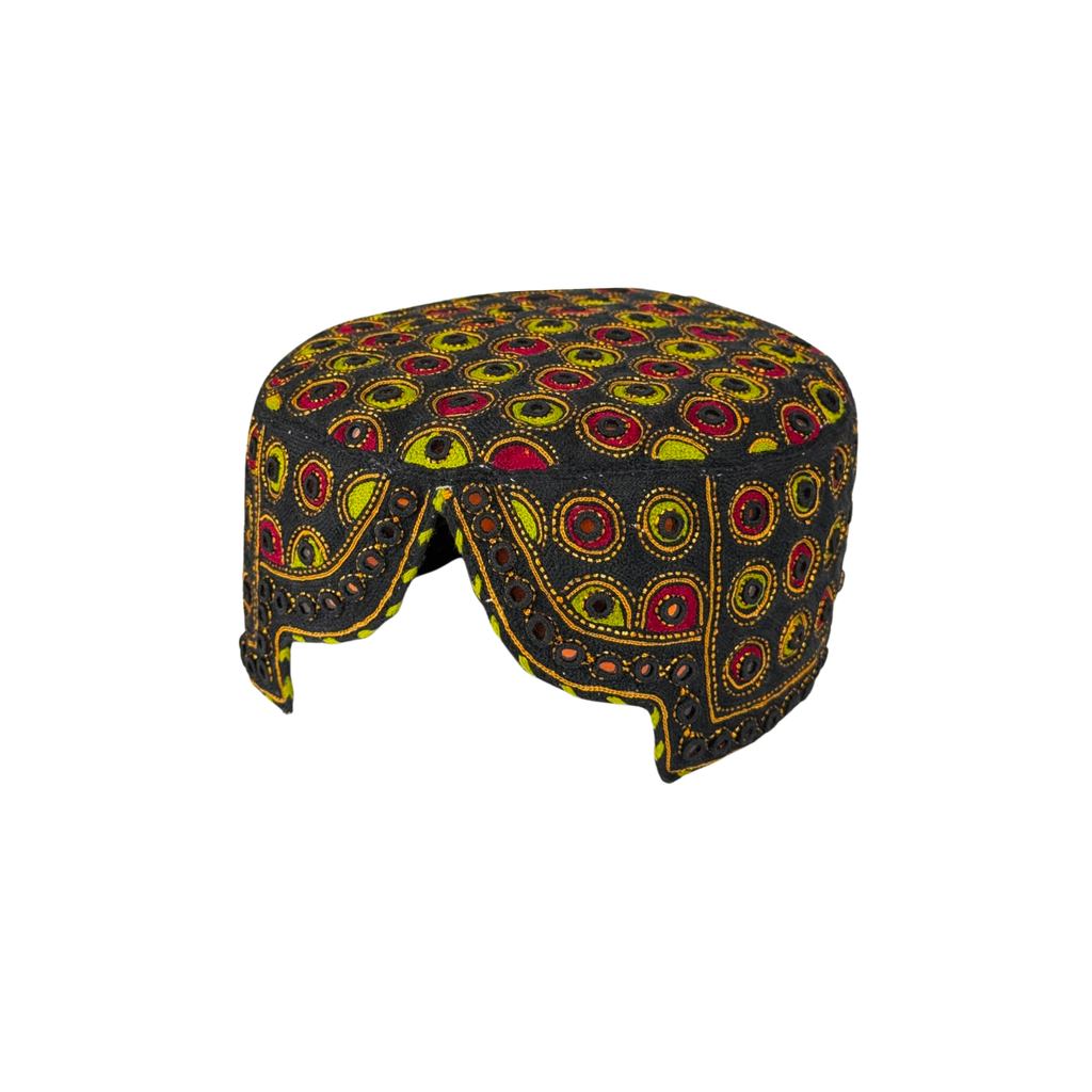 Black Balochi Topi - Traditional design - Golden Shade - Nasir Bhai
