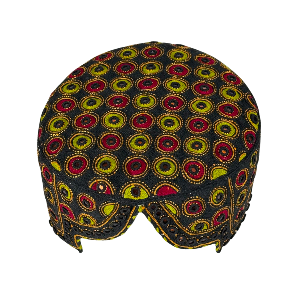 Black Balochi Topi - Traditional design - Golden Shade - Nasir Bhai